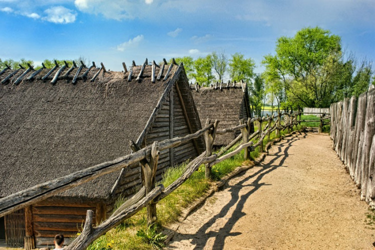 Widok z fragmentu palisady, na który można wejść Widok z fragmentu palisady, na który można wejść