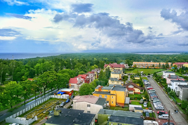 Widok na jezioro Wicko i Bałtyk Widok na jezioro Wicko i Bałtyk